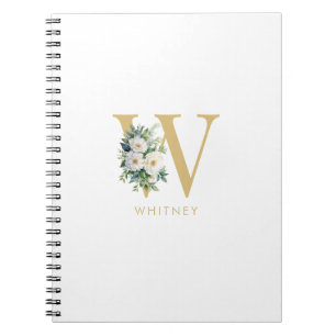 Monogram Letter Floral Initiaal Naam Notitieboek