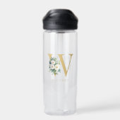 Monogram Letter Floral Initiaal Naam Waterfles (Achterkant)