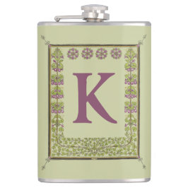  Monogram Letter Floral Lijst Nouveau Heupfles