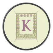 Monogram Letter Floral Lijst Nouveau Hockey Puck (Voorkant)