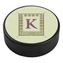  Monogram Letter Floral Lijst Nouveau Hockey Puck