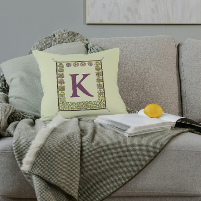  Monogram Letter Floral Lijst Nouveau Kussen (Creator heeft geüpload)