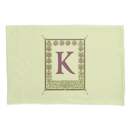  Monogram Letter Floral Lijst Nouveau Kussensloop (Voorkant-Links)