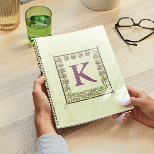  Monogram Letter Floral Lijst Nouveau Notitieboek