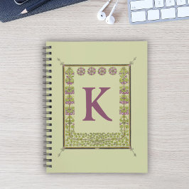  Monogram Letter Floral Lijst Nouveau Notitieboek