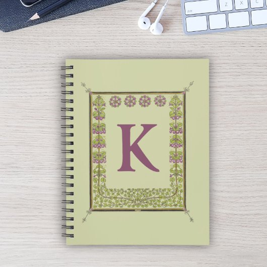  Monogram Letter Floral Lijst Nouveau Notitieboek