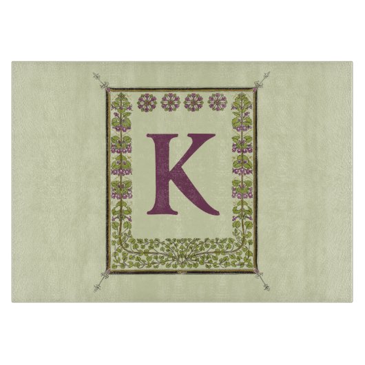  Monogram Letter Floral Lijst Nouveau Snijplank (Voorkant)