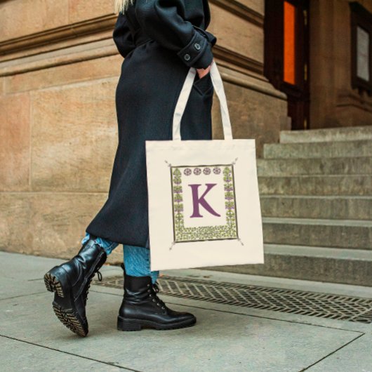  Monogram Letter Floral Lijst Nouveau Tote Bag