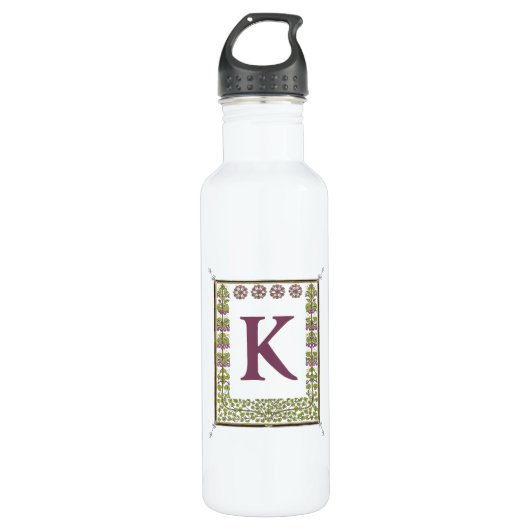  Monogram Letter Floral Lijst Nouveau Waterfles (Voorkant)