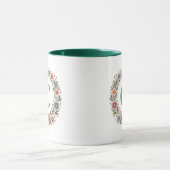 Monogram Letter Folk Bloemen Krans Aangepast Gesch Mok (Midden)