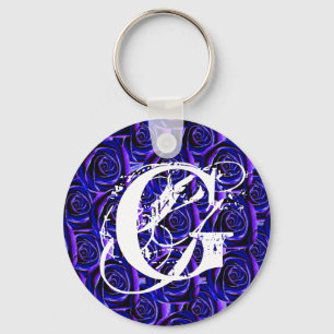 Monogram Letter G Blue Rozen Sleutelhanger