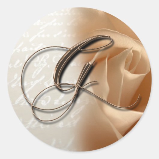 Monogram Letter G Bruiloft Envelop Afdichting Ronde Sticker (Voorkant)