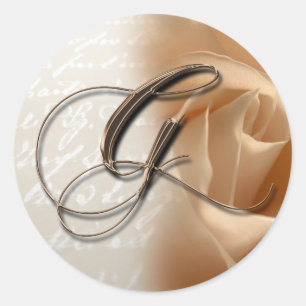 Monogram Letter G Bruiloft Envelop Sticker