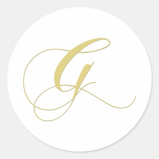 Monogram Letter G Golden Single Ronde Sticker (Voorkant)