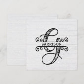 Monogram Letter G met familienaam Notitiekaartje (Voorkant / Achterkant)