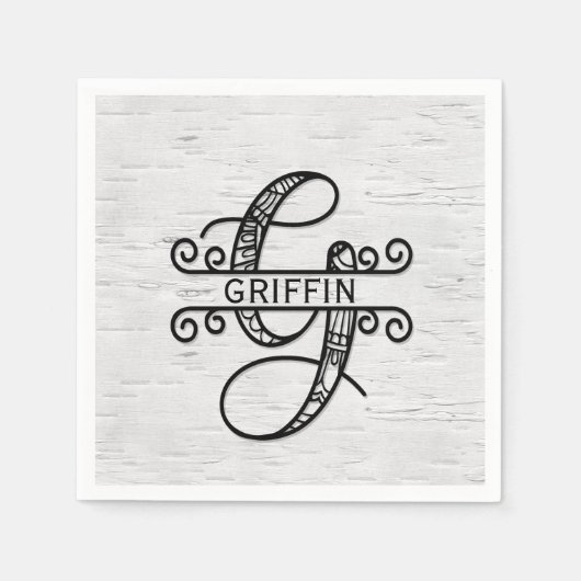 Monogram Letter G met familienaam Servet (Voorkant)