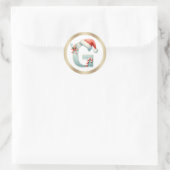 Monogram letter G, Santa hat Kerst sticker (Tas)