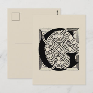 Monogram Letter G Vintage Keltische Knoopprint Briefkaart