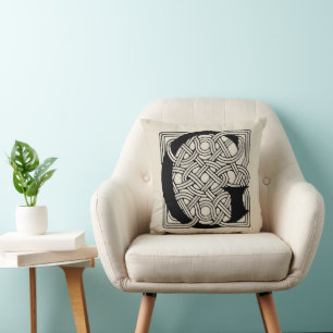 Monogram Letter G Vintage Keltische Knoopprint Kussen