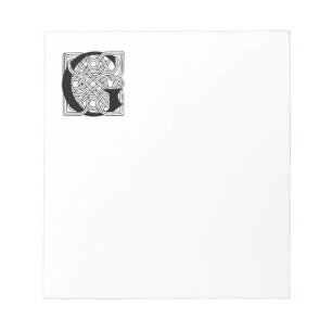 Monogram Letter G Vintage Keltische Knoopprint Notitieblok