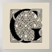 Monogram Letter G Vintage Keltische Knoopprint Poster (Voorkant)