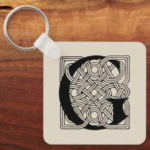 Monogram Letter G Vintage Keltische Knoopprint Sleutelhanger