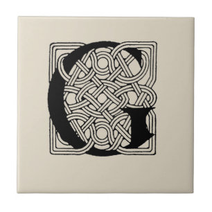 Monogram Letter G Vintage Keltische Knoopprint Tegeltje