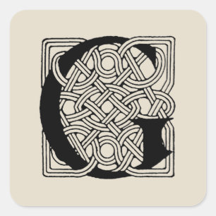 Monogram Letter G Vintage Keltische Knoopprint Vierkante Sticker
