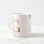 Monogram Letter G Waterverf Floral Coffee Mok (Voorkant links)