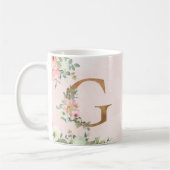 Monogram Letter G Waterverf Floral Coffee Mok (Links)