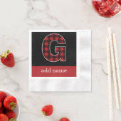 Monogram Letter G - Zwart en rood buffel Servetten (Insitu)