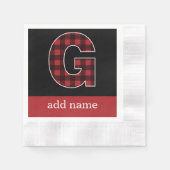 Monogram Letter G - Zwart en rood buffel Servetten (Voorkant)
