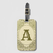  monogram letter grens groen Victoriaans Bagagelabel (Voorkant (verticaal))