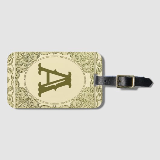  monogram letter grens groen Victoriaans Bagagelabel (Voorkant (horizontaal))