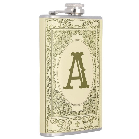  monogram letter grens groen Victoriaans Heupfles (Rechts)