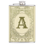  monogram letter grens groen Victoriaans Heupfles (Voorkant)