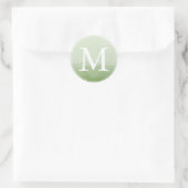 Monogram Letter Groene Waterverf Ombre Ronde Sticker (Tas)