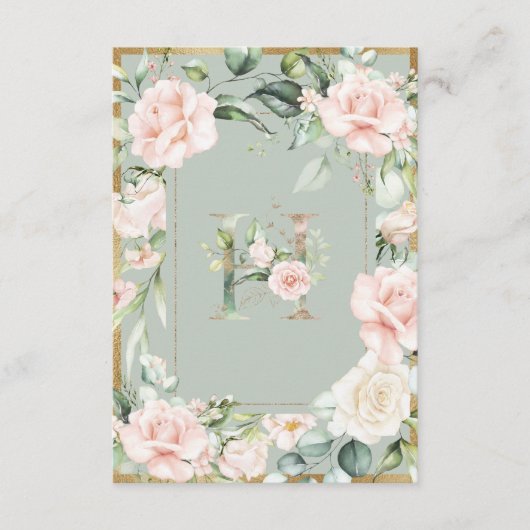 Monogram Letter H Elegant Green Floral Hartelijk d Bedankkaart (Voorkant)
