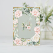 Monogram Letter H Elegant Green Floral Hartelijk d Bedankkaart (Staand voorkant)
