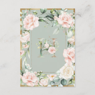 Monogram Letter H Elegant Green Floral Hartelijk d Bedankkaart