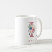 Monogram Letter H Floral Waterverf Koffie Mok (Voorkant rechts)