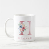 Monogram Letter H Floral Waterverf Koffie Mok (Links)
