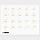Monogram letter H gouden single Ronde Sticker (Vel)