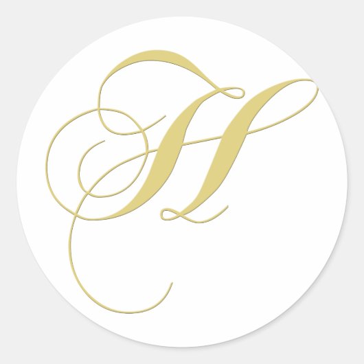 Monogram letter H gouden single Ronde Sticker (Voorkant)