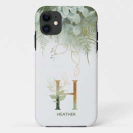 Monogram Letter H Greenery Hoesje-Mate iPhone Case