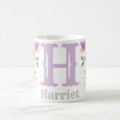 Monogram Letter H & Naam met Bloemen Koffiemok (Center)
