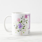 Monogram Letter H & Name met Flowers Koffiemok (Links)