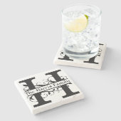 Monogram Letter H Persoonlijk Stone Onderzetter (Zijkant)
