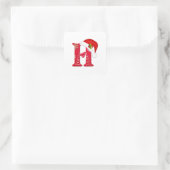 Monogram letter H, Santa hat Kerst sticker (Tas)