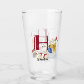 Monogram Letter H Winter Trees Kerstmis Snowman Glas (Achterkant)